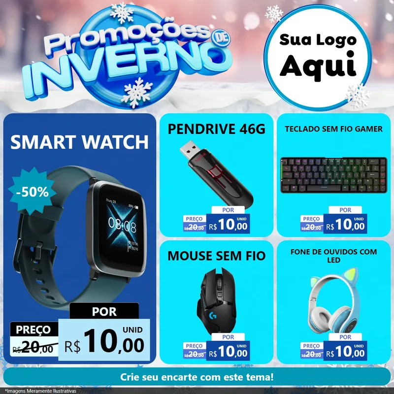 Modelo de Rede Social para Feed Facebook com o tema Promoções de Inverno para Informática