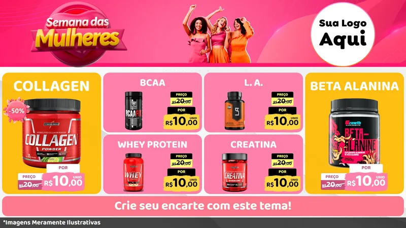 Modelo de TV para TV Horizontal com o tema Semana das Mulheres para Suplementos alimentares