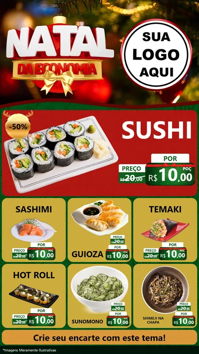 Modelo de Rede Social para Stories com o tema Natal da Economia para Comida japonesa