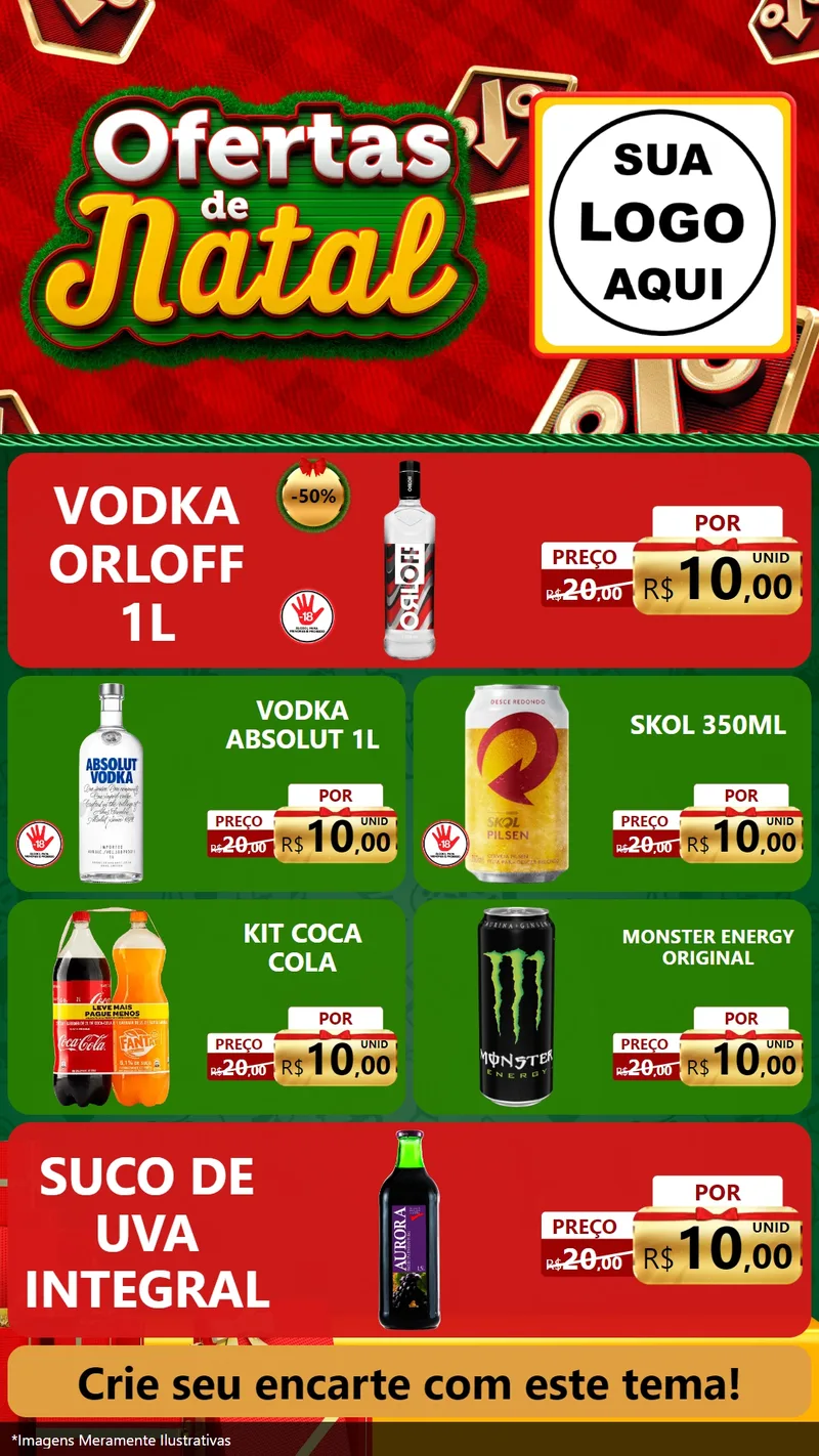 Modelo de TV para TV Vertical com o tema Ofertas de Natal para Distribuidora de bebidas