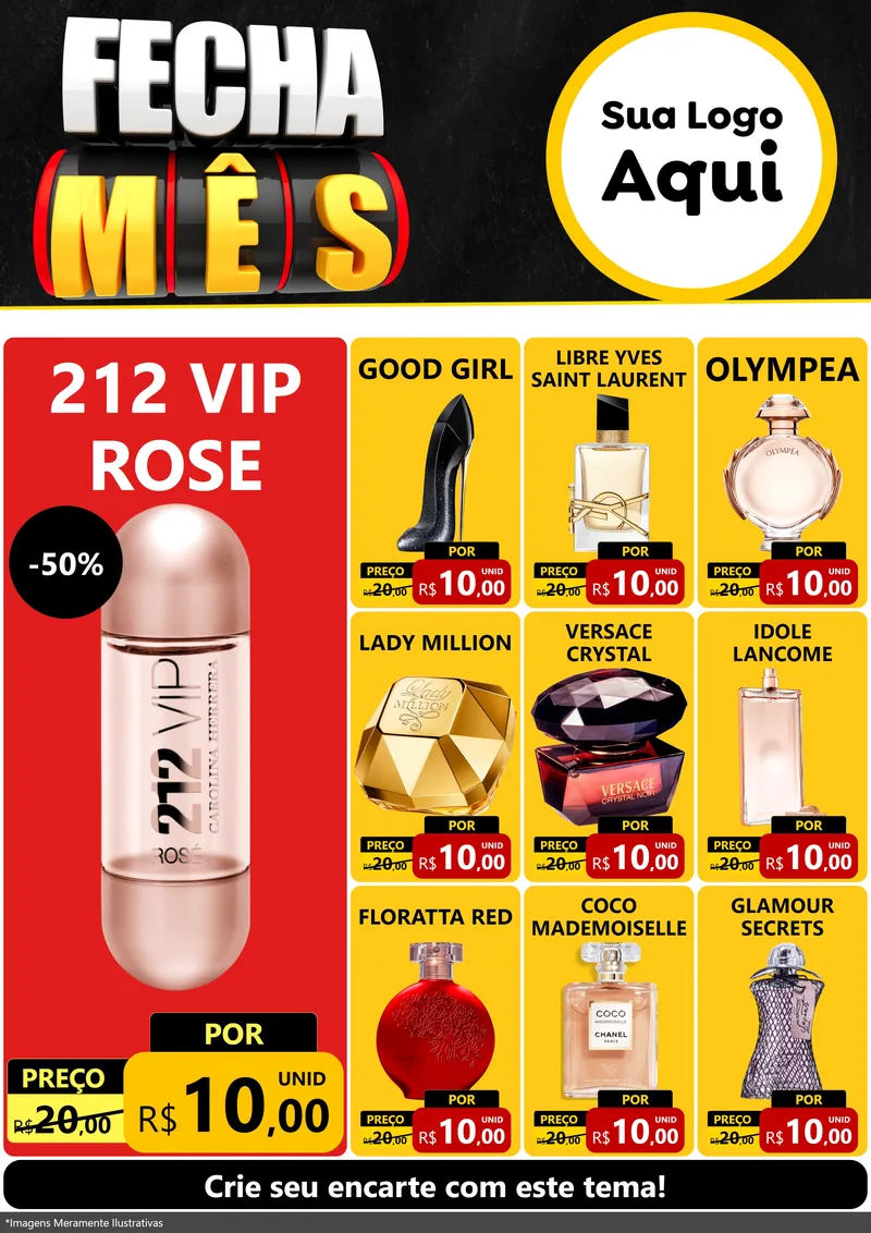 Modelo de Encarte para Encarte A4 Vertical com o tema Fecha Mês para Perfumes