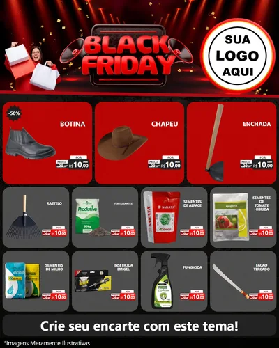 Modelo de Rede Social para Feed Instagram com o tema Black Friday para Agropecuária