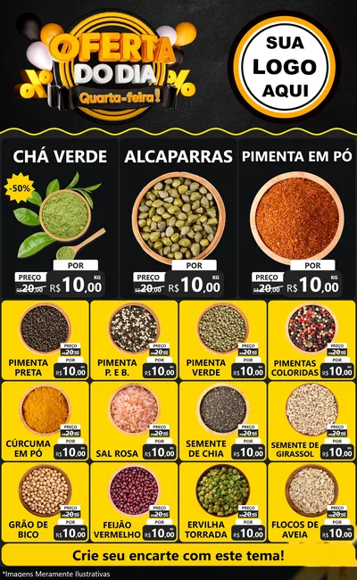 Modelo de Encarte para Encarte Grande com o tema Oferta do Dia - Quarta Feira! para Produtos Naturais