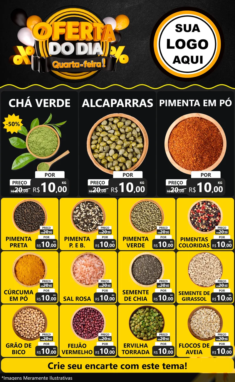 Modelo de Encarte para Encarte Grande com o tema Oferta do Dia - Quarta Feira! para Produtos Naturais