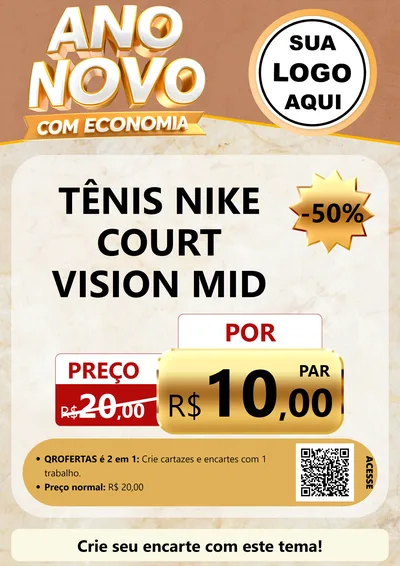 Modelo de Cartaz para Cartaz A4 Vertical com o tema Ano Novo Com Economia para Calçados
