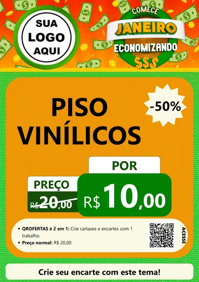 Modelo de Cartaz para Cartaz A4 Vertical com o tema Comece Janeiro Economizando para Material para Construção