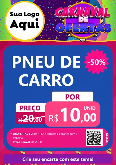 Modelo de Cartaz para Cartaz A4 Vertical com o tema Carnaval de Ofertas para Auto peças