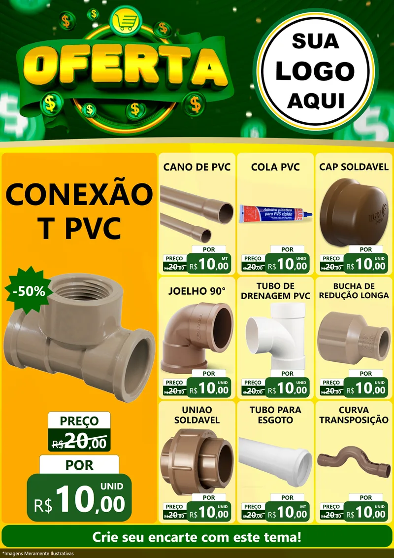 Modelo de Encarte para Encarte A4 Vertical com o tema Oferta para Tubos e conexões