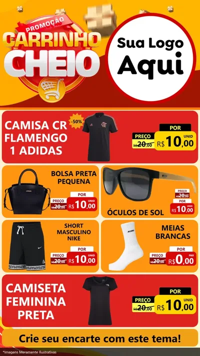 Modelo de TV para TV Vertical com o tema Promoção carrinho cheio para Roupas e acessórios