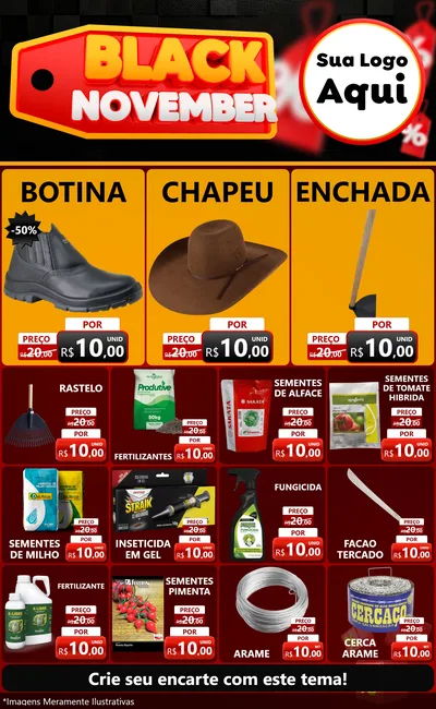 Modelo de Encarte para Encarte Grande com o tema Black November para Agropecuária