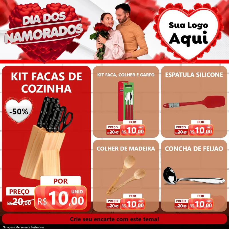 Modelo de Rede Social para Feed Facebook com o tema Dia dos Namorados para Utilidades Domésticas