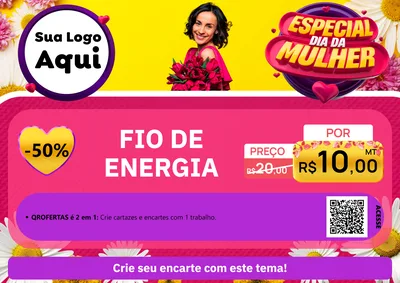 Modelo de Cartaz para Cartaz A4 Horizontal com o tema Especial Dia da Mulher para Materiais Elétricos