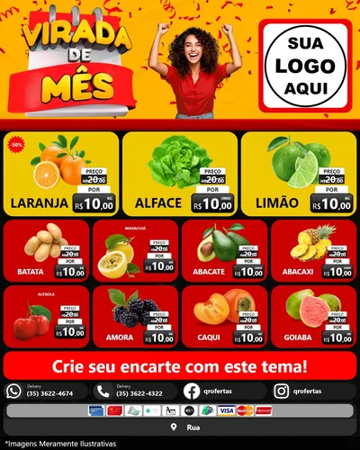 Modelo de Rede Social para Feed Instagram com o tema Virada de Mês para Hortifrúti