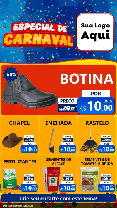 Modelo de Rede Social para Stories com o tema Especial de Carnaval para Agropecuária
