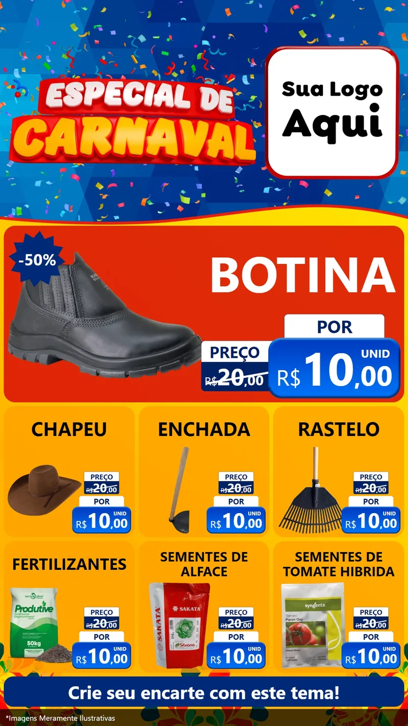Modelo de Rede Social para Stories com o tema Especial de Carnaval para Agropecuária