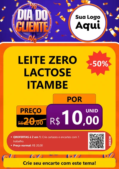 Modelo de Cartaz para Cartaz A4 Vertical com o tema Dia do Cliente para Frios e Laticínios