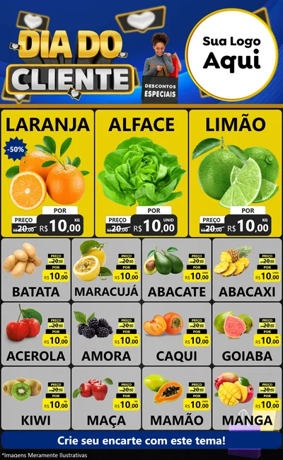 Modelo de Encarte para Encarte Grande com o tema Dia Do Cliente para Hortifrúti