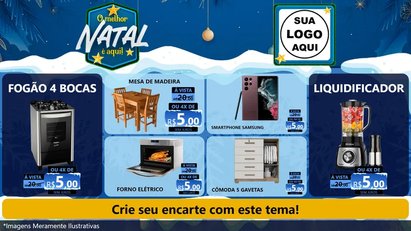 Modelo de TV para TV Horizontal com o tema O Melhor Natal É Aqui! para Móveis e Eletro