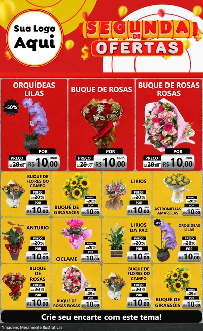 Modelo de Encarte para Encarte Grande com o tema Segunda de Ofertas para Floricultura e jardim