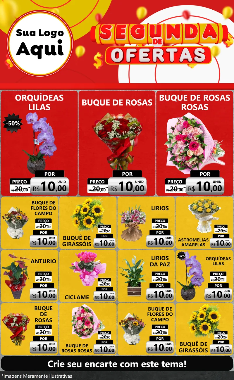 Modelo de Encarte para Encarte Grande com o tema Segunda de Ofertas para Floricultura e jardim