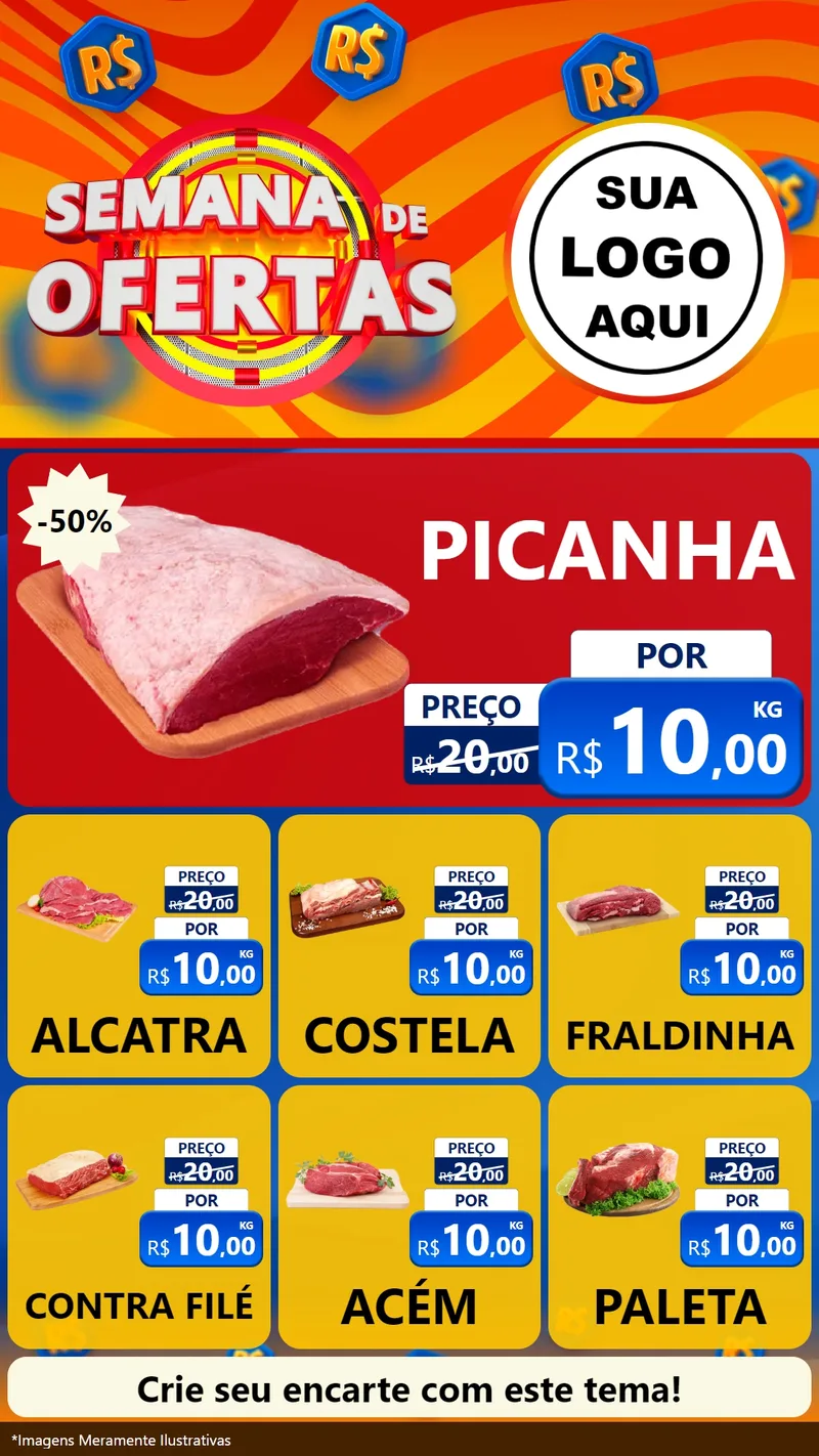 Modelo de Rede Social para Stories com o tema Semana de Ofertas para Açougue