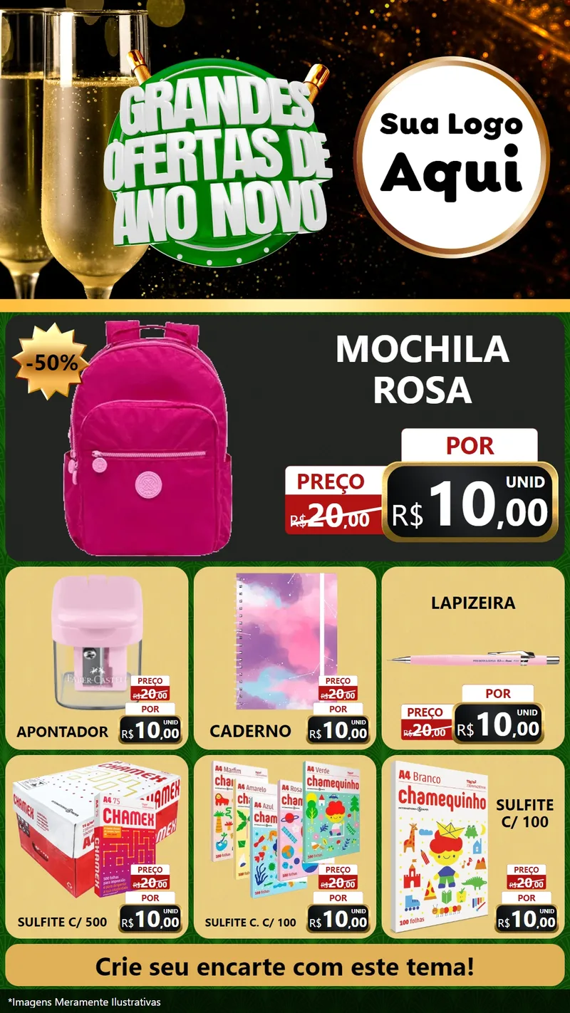 Modelo de Rede Social para Stories com o tema Grandes Ofertas de Ano Novo para Papelaria