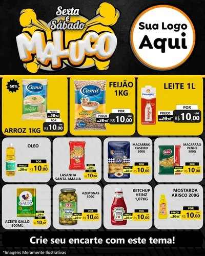 Modelo de Rede Social para Feed Instagram com o tema Sexta e Sábado Maluco para Supermercado