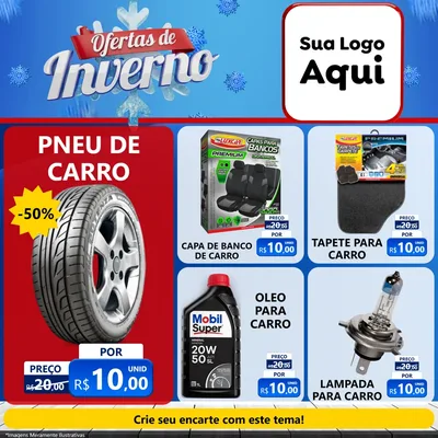 Modelo de Rede Social para Feed Facebook com o tema Ofertas de Inverno para Auto peças