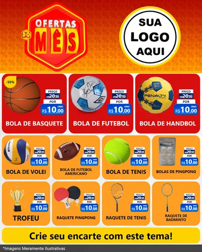 Modelo de Rede Social para Feed Instagram com o tema Ofertas do Mês para Artigos Esportivos
