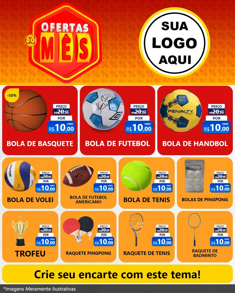 Modelo de Rede Social para Feed Instagram com o tema Ofertas do Mês para Artigos Esportivos