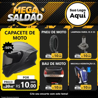 Modelo de Rede Social para Feed Facebook com o tema Mega Saldão para Moto peças