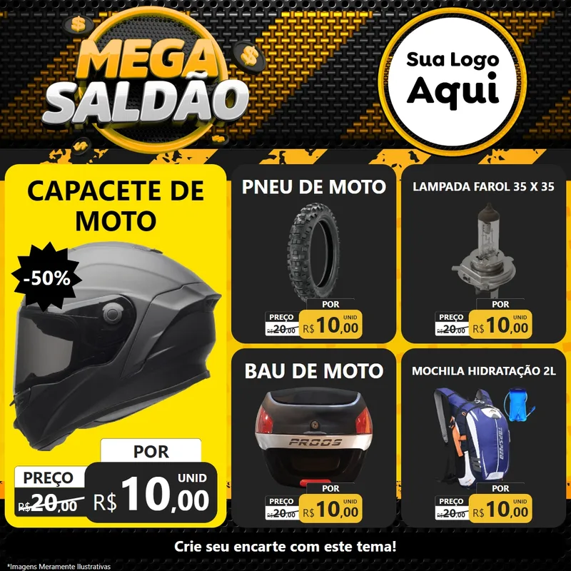 Modelo de Rede Social para Feed Facebook com o tema Mega Saldão para Moto peças