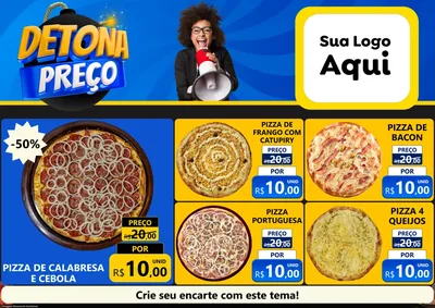 Modelo de Encarte para Encarte A4 Horizontal com o tema Detona Preços para Pizzaria