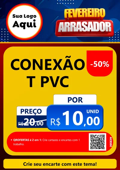 Modelo de Cartaz para Cartaz A4 Vertical com o tema Fevereiro Arrasador para Tubos e conexões