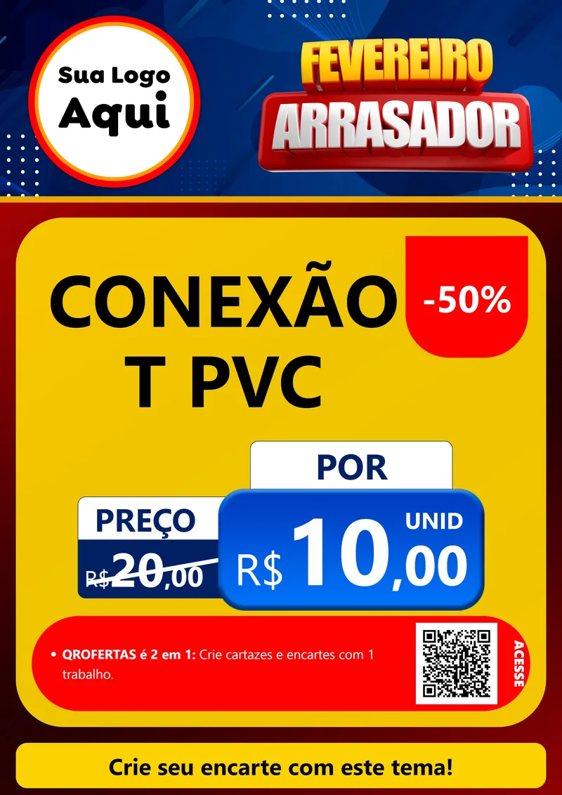 Modelo de Cartaz para Cartaz A4 Vertical com o tema Fevereiro Arrasador para Tubos e conexões