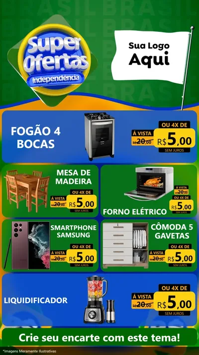 Modelo de TV para TV Vertical com o tema Super Ofertas de Independência para Móveis e Eletro