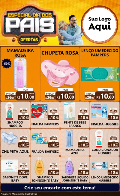 Modelo de Encarte para Encarte Grande com o tema Especial Dia dos Pais para Bebês