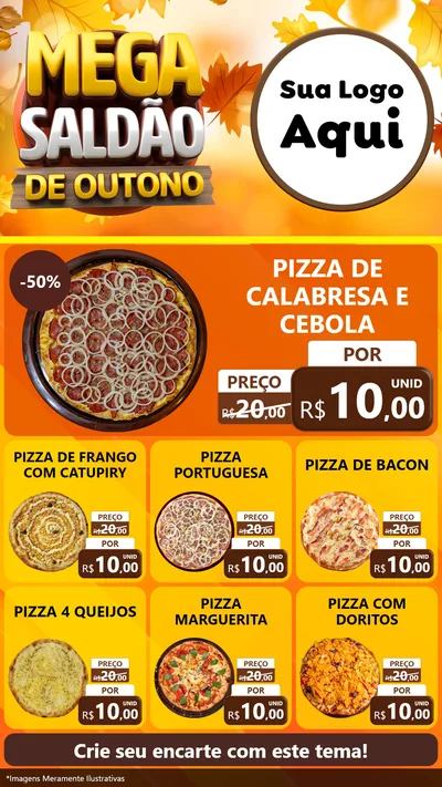 Modelo de Rede Social para Stories com o tema Mega Saldão de Outono para Pizzaria