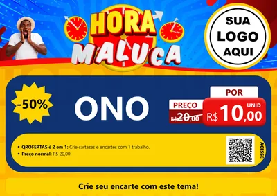 Modelo de Cartaz para Cartaz A4 Horizontal com o tema Hora Maluca para Óticas