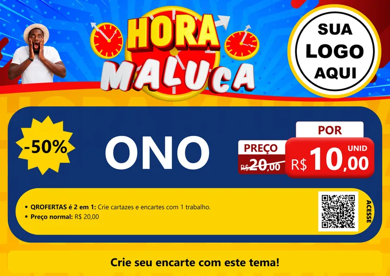 Modelo de Cartaz para Cartaz A4 Horizontal com o tema Hora Maluca para Óticas