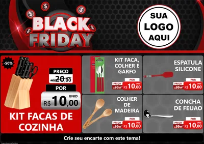 Modelo de Encarte para Encarte A4 Horizontal com o tema Black Friday para Utilidades Domésticas