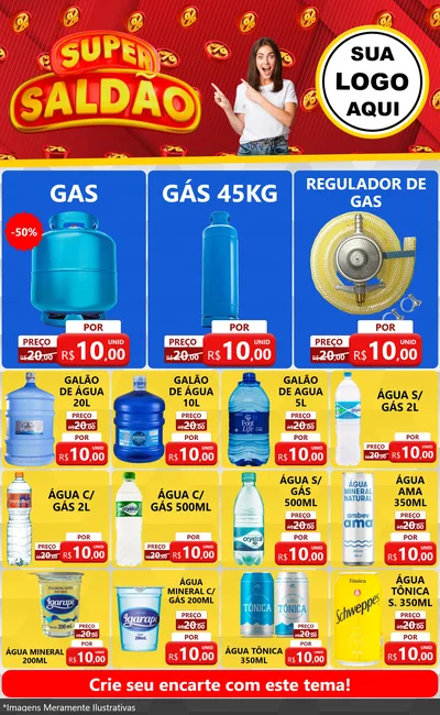 Modelo de Encarte para Encarte Grande com o tema Super Saldão para Água e gás