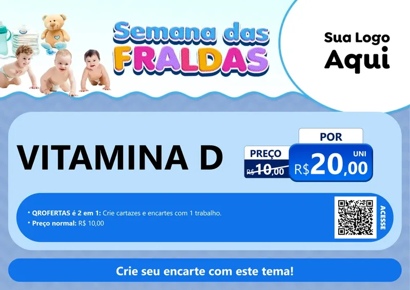 Modelo de Cartaz para Cartaz A4 Horizontal com o tema Semana das Fraldas para Farmácia