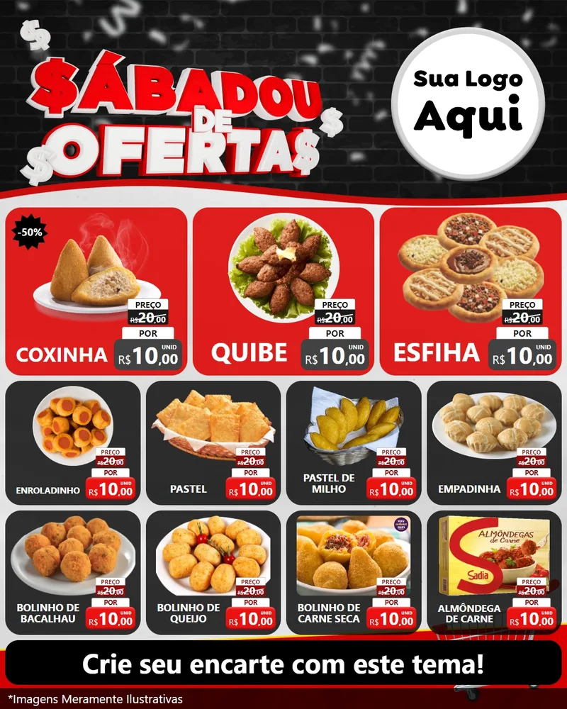 Modelo de Rede Social para Feed Instagram com o tema Sabadou de Ofertas para Salgadaria