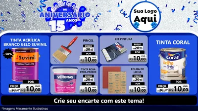 Modelo de TV para TV Horizontal com o tema Promoção de Aniversário - 15 Anos para Tintas e Ferramentas