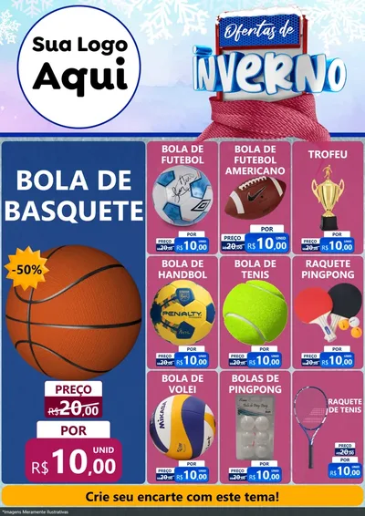 Modelo de Encarte para Encarte A4 Vertical com o tema Ofertas de Inverno para Artigos Esportivos