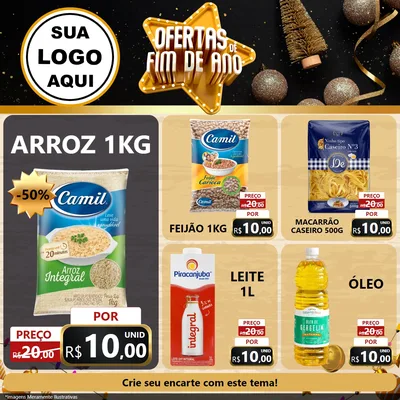 Modelo de Rede Social para Feed Facebook com o tema Ofertas de Fim de Ano para Supermercado
