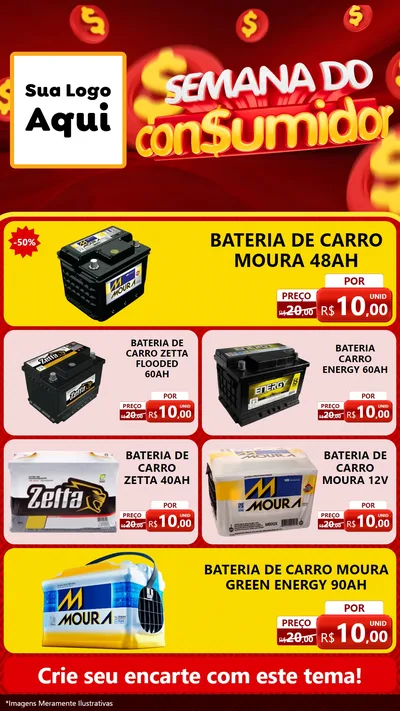 Modelo de TV para TV Vertical com o tema Semana do Consumidor para Baterias Elétricas