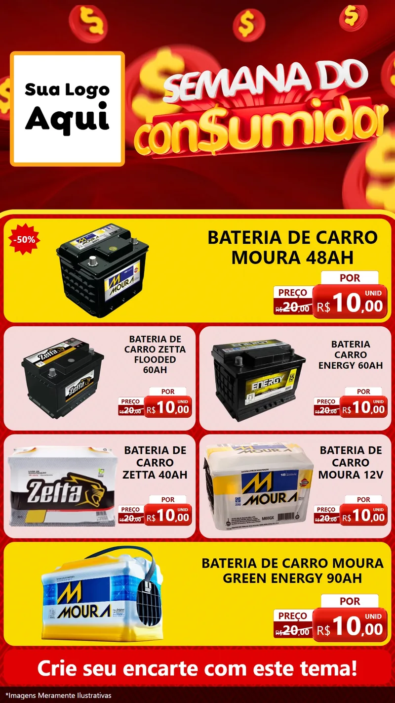 Modelo de TV para TV Vertical com o tema Semana do Consumidor para Baterias Elétricas