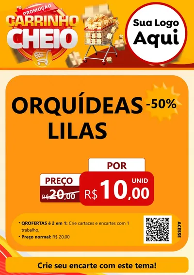 Modelo de Cartaz para Cartaz A4 Vertical com o tema Promoção carrinho cheio para Floricultura e jardim